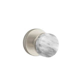 Emtek - Privacy, Disk Rosette US15, Conical Stem US15, White Marble Knob - Satin Nickel