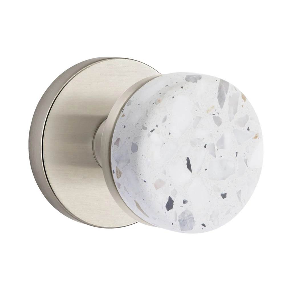 Emtek - Select Dummy, Disk Rosette US15, Conical Stem US15, Light Terrazzo Knob - Satin Nickel