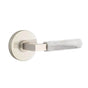 Emtek - Privacy, Disc Rosette US15, L-Square Stem US15, White Marble Handle, RH - Satin Nickel