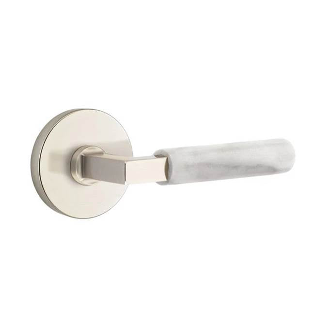 Emtek - Concealed Fastener, Passage, Disc Rosette US15, L-Square Stem US15, White Marble Handle - Satin Nickel