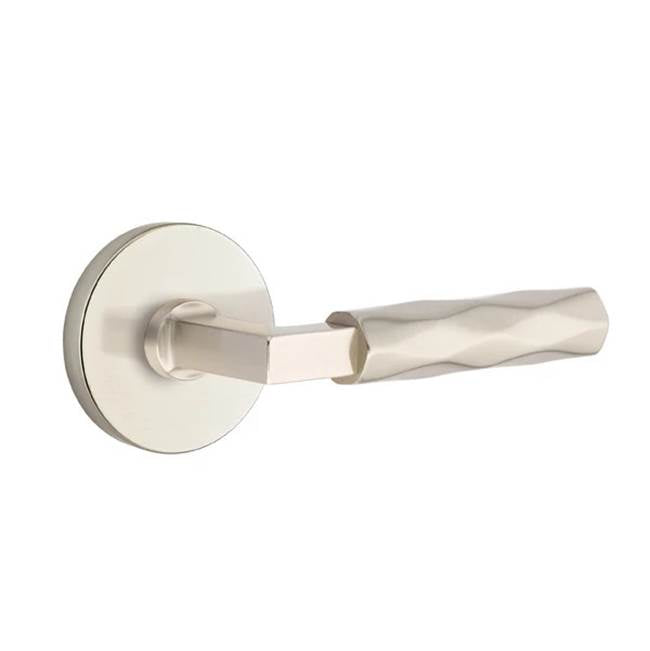 Emtek - Privacy, Disc Rosette US15, L-Square Stem US15, Tribeca Handle US15 RH - Satin Nickel