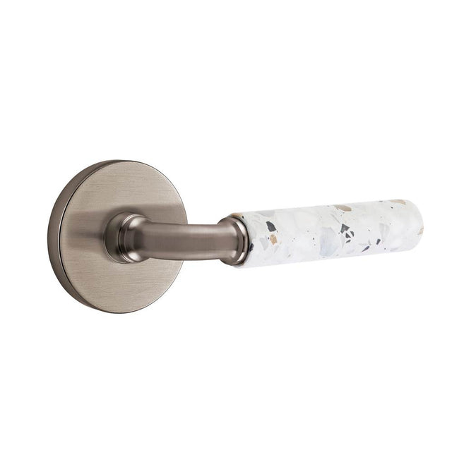 Emtek - Select Dummy, Disk Rosette US15A, R-Bar Stem US15A, Light Terrazzo Handle - Pewter