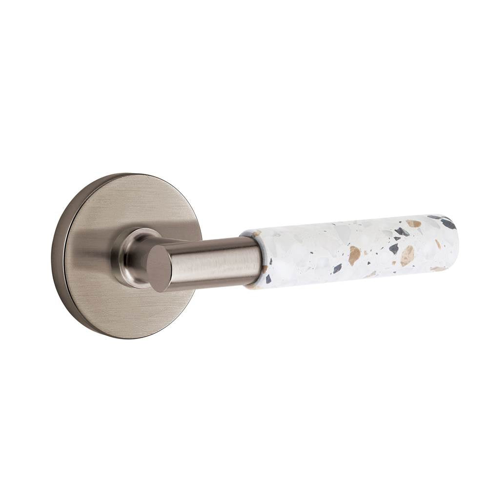 Emtek - Select Dummy, Disk Rosette US15A, T-Bar Stem US15A, Light Terrazzo Handle - Pewter