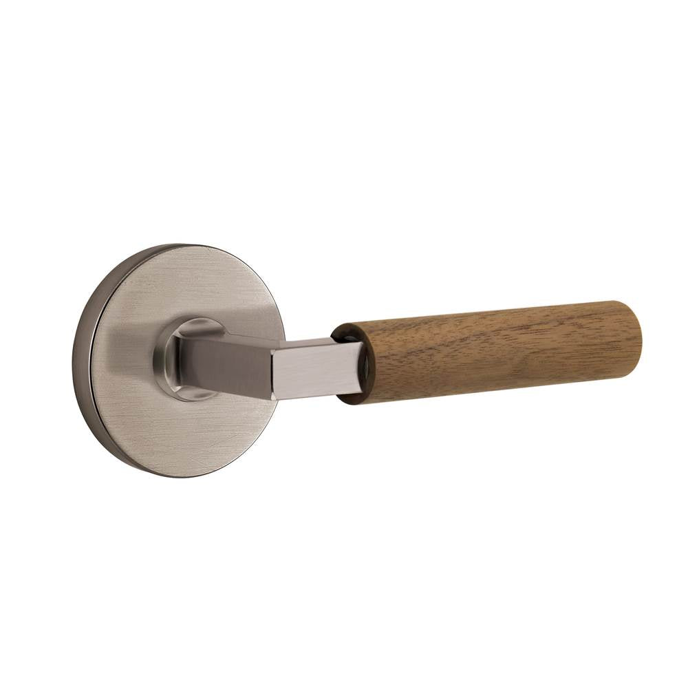 Emtek - Concealed Fastener, Select Privacy, Disk Rosette US15A, L-Square Stem US15A, Dark Walnut Handle - Pewter