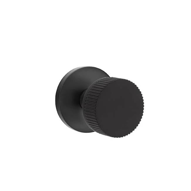 Emtek - Concealed Fastener Privacy, Disk Rosette US19, Conical Stem US19, Straight Knurled Knob US19 - Flat Black