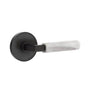 Emtek - Concealed Fastener, Privacy, Disc Rosette US19, L-Square Stem US19, White Marble Handle - Flat Black