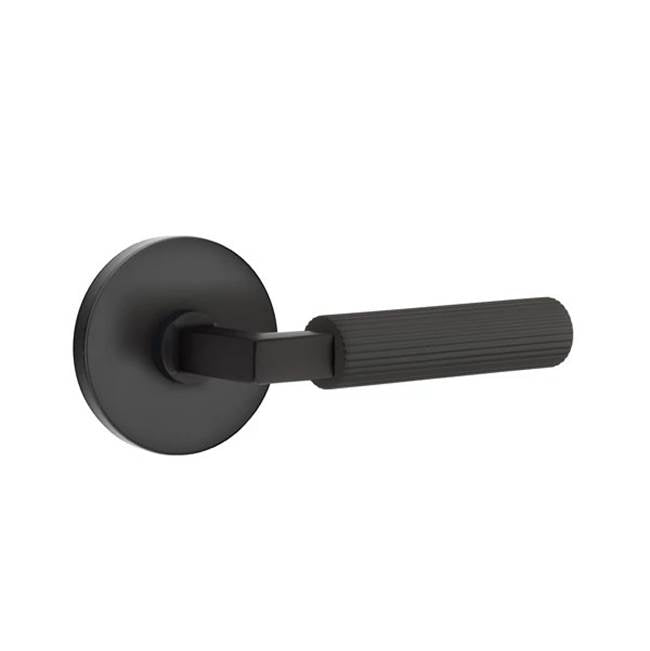 Emtek - Dummy, Disc Rosette US19, L-Square Stem US19, Straight Knurled Handle US19 - Flat Black