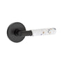 Emtek - Select Privacy, Disk Rosette US19, T-Bar Stem US19, Light Terrazzo Handle, RH - Flat Black
