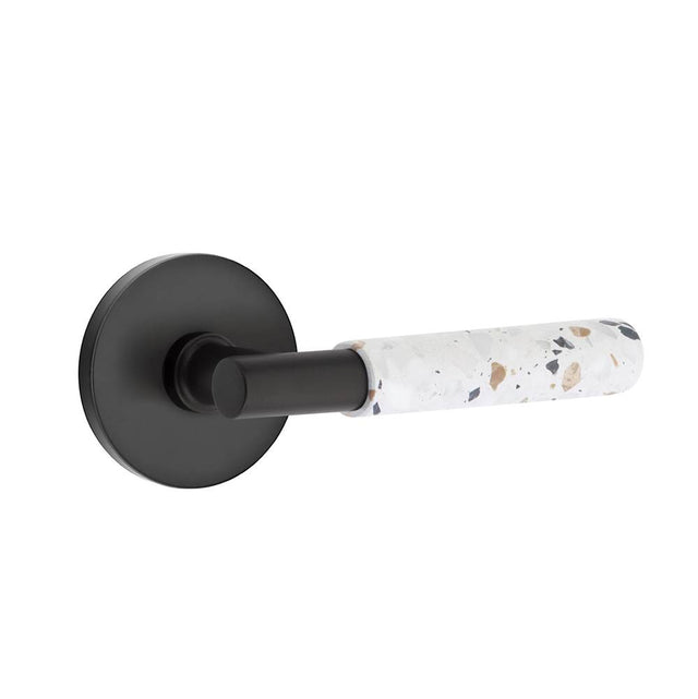 Emtek - Select Passage, Disk Rosette US19, T-Bar Stem US19, Light Terrazzo Handle, LH - Flat Black