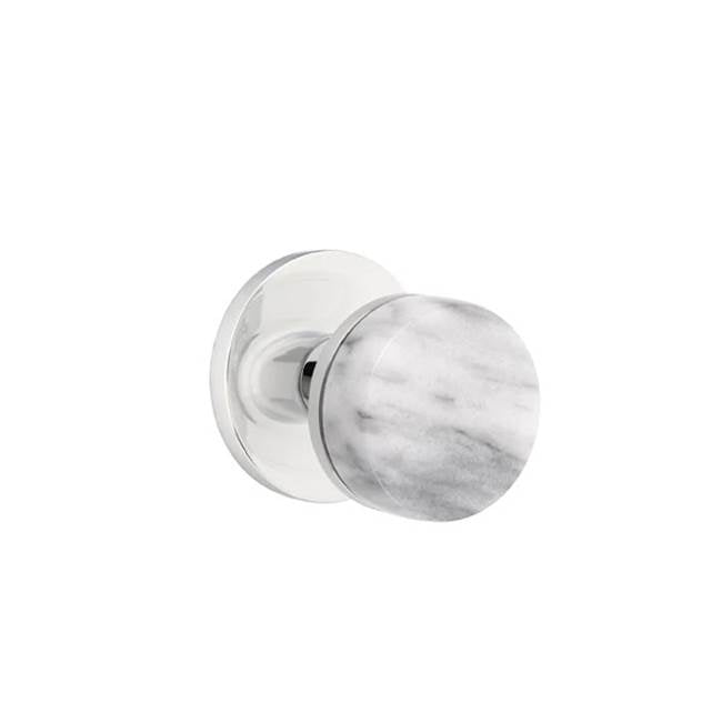 Emtek - Dummy, Disk Rosette US26, Conical Stem US26, White Marble Knob - Polished Chrome