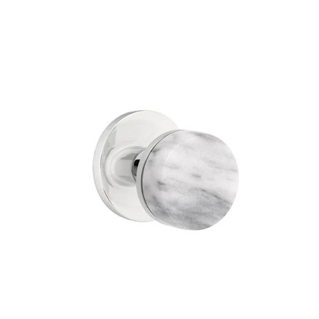 Emtek - Concealed Fastener Passage, Disk Rosette US26, Conical Stem US26, White Marble Knob - Polished Chrome