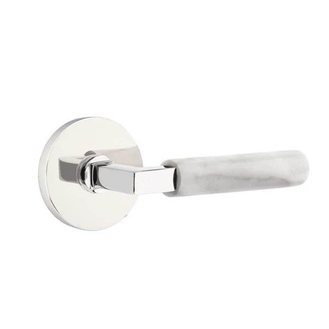 Emtek - Dummy, Disc Rosette US26, L-Square Stem US26, White Marble Handle - Polished Chrome