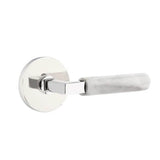 Emtek - Concealed Fastener, Privacy, Disc Rosette US26, L-Square Stem US26, White Marble Handle - Polished Chrome