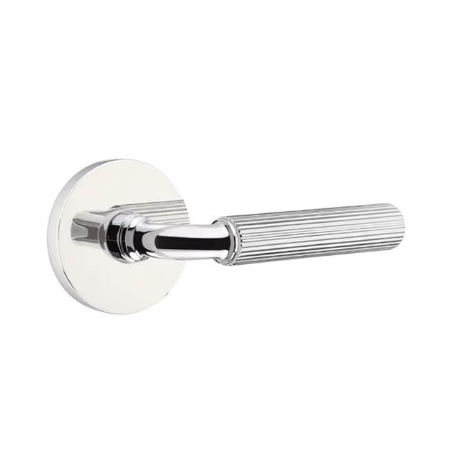 Emtek - Passage, Disk Rosette US26, R-Bar Stem US26, Straight Knurled Handle US26 RH - Polished Chrome