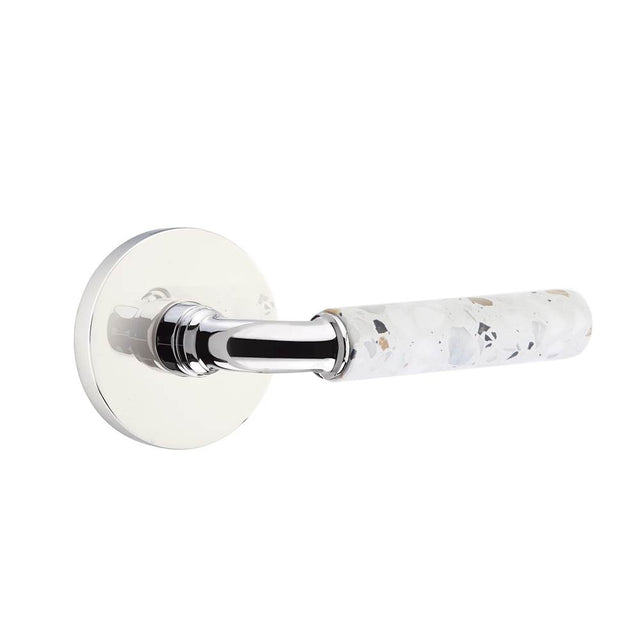 Emtek - Select Passage, Disk Rosette US26, R-Bar Stem US26, Light Terrazzo Handle, LH - Polished Chrome