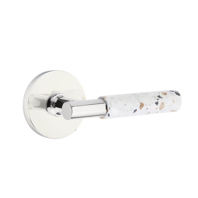 Emtek - Select Dummy, Disk Rosette US26, T-Bar Stem US26, Light Terrazzo Handle - Polished Chrome
