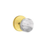 Emtek - Dummy, Disk Rosette US3NL, Conical Stem US3NL, White Marble Knob - Unlacquered Brass