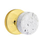 Emtek - Concealed Fastener, Select Passage, Disk Rosette US3NL, Conical Stem US3NL, Light Terrazzo Knob - Unlacquered Brass
