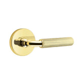 Emtek - Passage, Disk Rosette US3NL, R-Bar Stem US3NL, Straight Knurled Handle US3NL LH - Unlacquered Brass