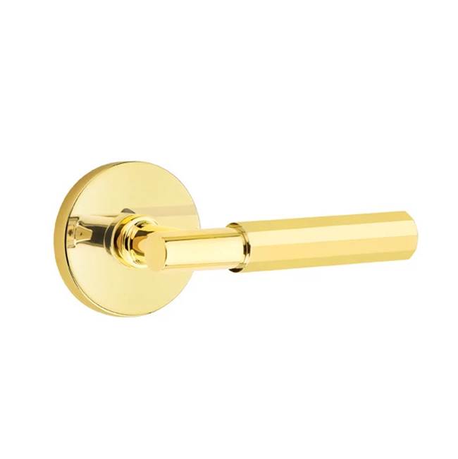 Emtek - Passage, Disc Rosette US3NL, T-Bar Stem US3NL, Faceted Handle US3NL RH - Unlacquered Brass