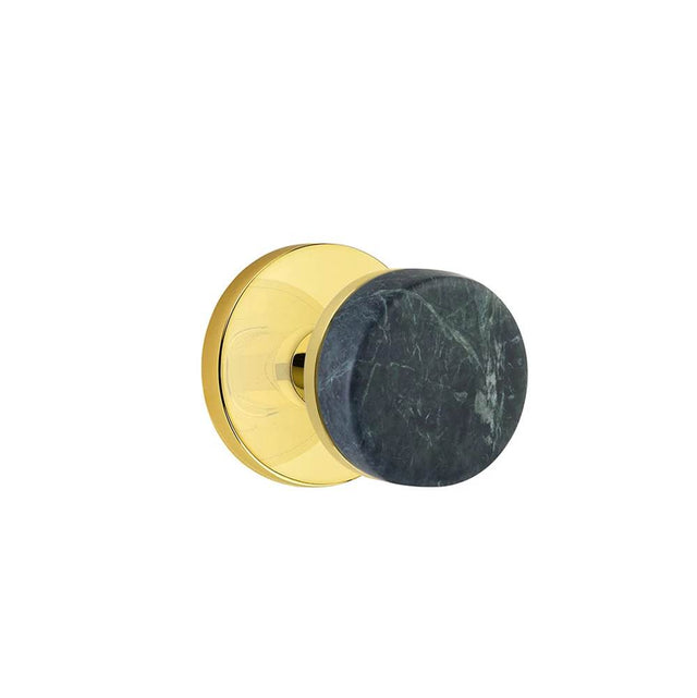 Emtek - Select Privacy, Disk Rosette US3NL, Conical Stem US3NL, Green Marble Knob - Unlacquered Brass