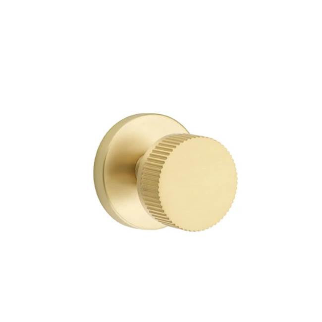 Emtek - Passage, Disk Rosette US4, Conical Stem US4, Straight Knurled Knob US4 - Satin Brass
