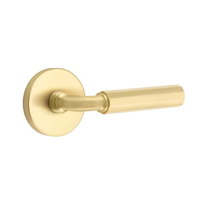 Emtek - Privacy, Disk Rosette US4, R-Bar Stem US4, Faceted Handle US4 LH - Satin Brass