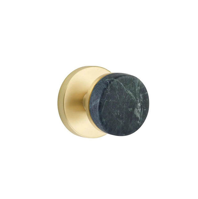 Emtek - Concealed Fastener, Select Passage, Disk Rosette US4, Conical Stem US4, Green Marble Knob - Satin Brass
