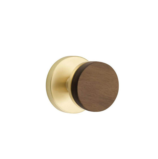 Emtek - Concealed Fastener, Select Passage, Disk Rosette US4, Conical Stem US4, Dark Walnut Knob - Satin Brass