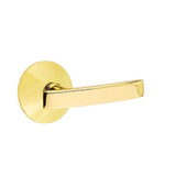 Emtek - Privacy, Modern Rosette, Geneva Lever, LH, US3NL - Unlacquered Brass
