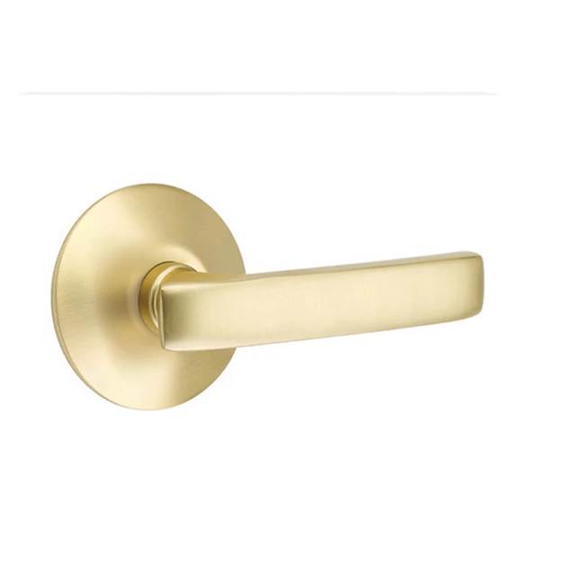 Emtek - Concealed, Privacy, Modern Rosette, Geneva Lever, US4 - Satin Brass