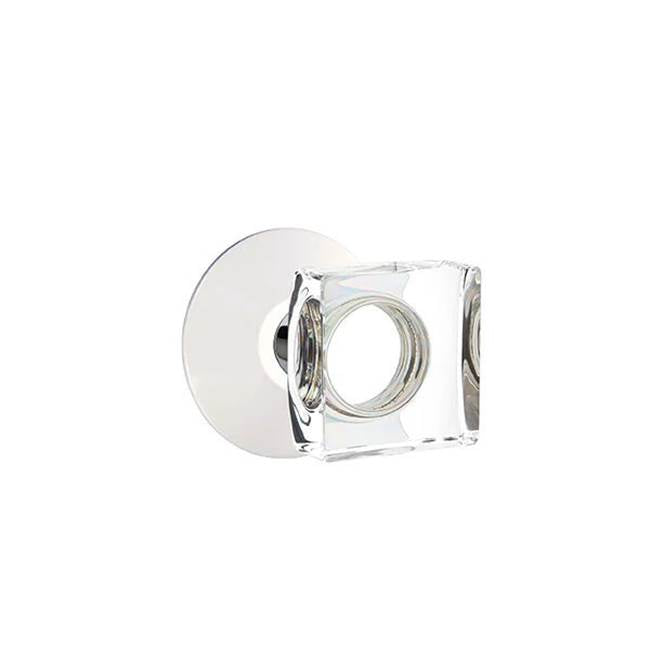 Emtek - Privacy, Modern Rosette, Modern Square Crystal Knob, US26 - Polished Chrome