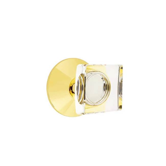 Emtek - Passage, Modern Rosette, Modern Square Knob, US3NL - Unlacquered Brass