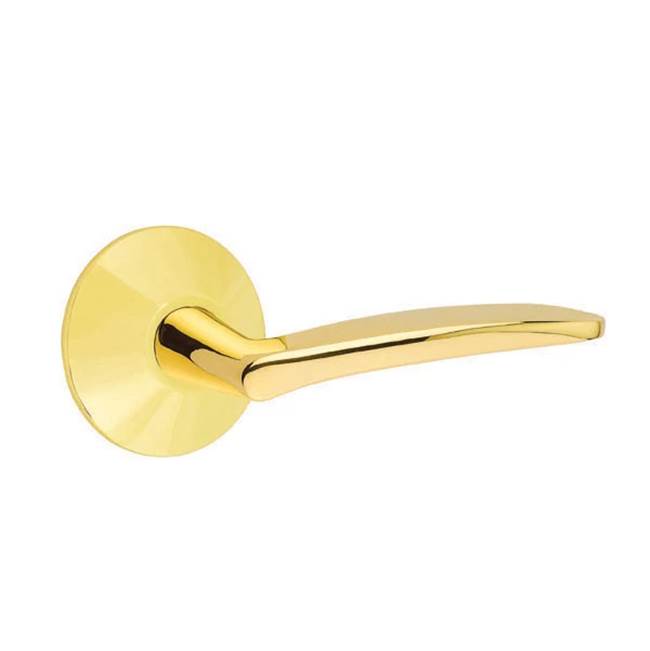 Emtek - Passage, Modern Rosette, Poseidon Lever, RH, US3NL - Unlacquered Brass