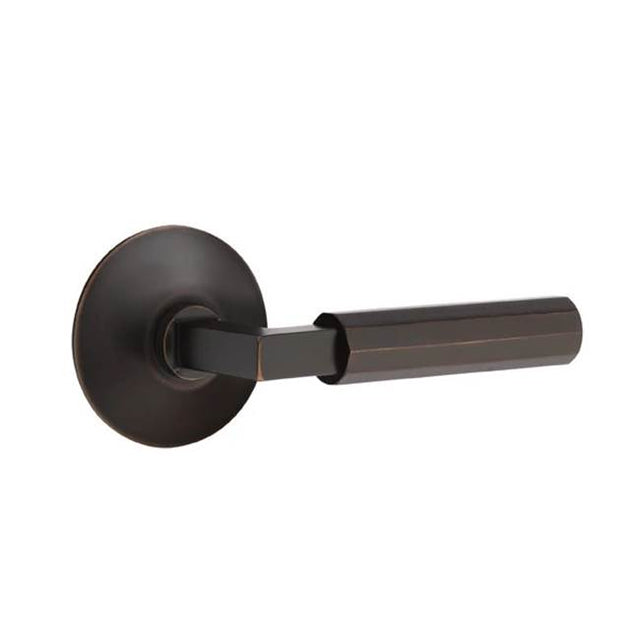 Emtek - Passage, Modern Rosette US10B, L-Square Stem US10B, Faceted Handle US10B LH - Oil Rubbed Bronze