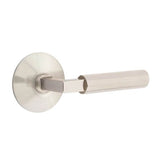 Emtek - Passage, Modern Rosette US15, L-Square Stem US15, Faceted Handle US15 RH - Satin Nickel