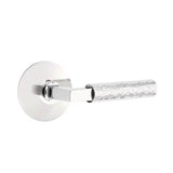 Emtek - Passage, Modern Rosette US26, L-Square Stem US26, Hammered Handle US26 LH - Polished Chrome