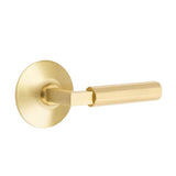 Emtek - Privacy, Modern Rosette US4, L-Square Stem US4, Faceted Handle US4 RH - Satin Brass