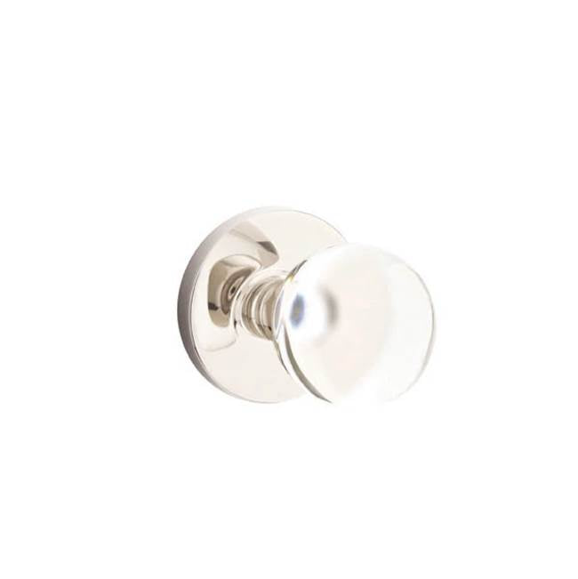 Emtek - Passage, Disk Rosette, Bristol Crystal Knob, US14 - Polished Nickel