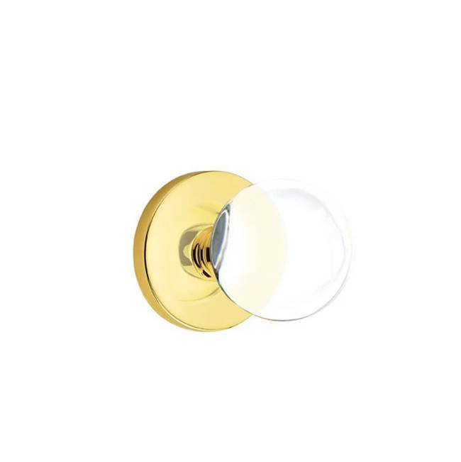 Emtek - Privacy, Disk Rosette, Bristol Crystal Knob, US3NL - Unlacquered Brass