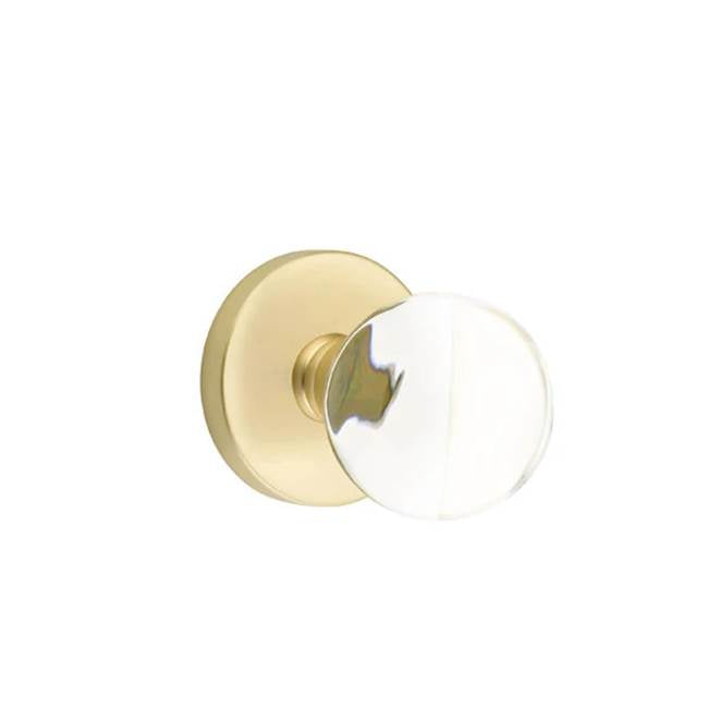 Emtek - Privacy, Disk Rosette, Bristol Crystal Knob, US4 - Satin Brass