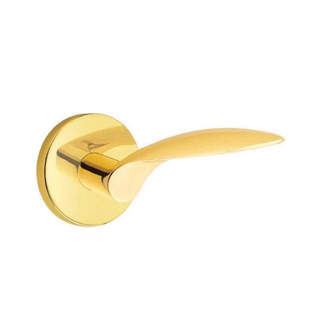 Emtek - Passage, Disk Rosette, Mercury Lever, LH, US3NL - Unlacquered Brass