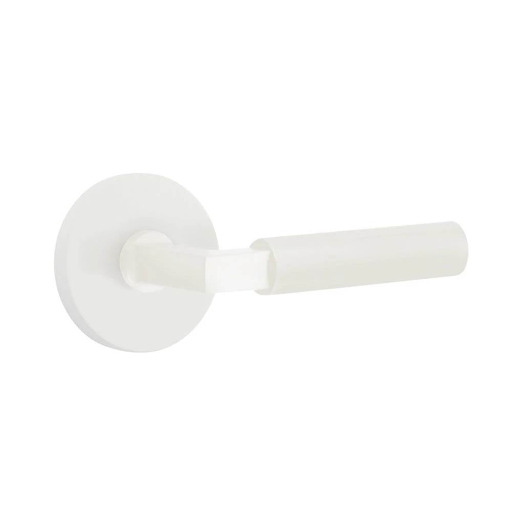 Emtek - Select Dummy, Disk Rosette MW, L-Square Stem MW, Smooth Handle MW - Matte White