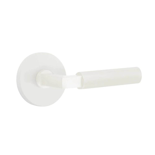 Emtek - Select Dummy, Disk Rosette MW, L-Square Stem MW, Smooth Handle MW - Matte White