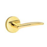 Emtek - Passage, Disk Rosette, Poseidon Lever, LH, US3NL - Unlacquered Brass