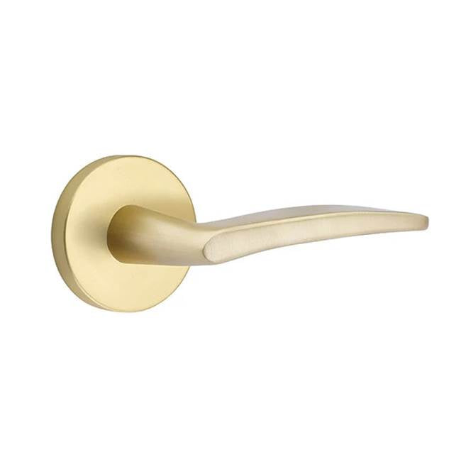 Emtek - Privacy, Disk Rosette, Poseidon Lever, RH, US4 - Satin Brass