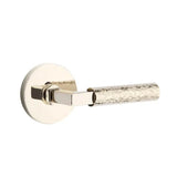 Emtek - Passage, Disc Rosette US14, L-Square Stem US14, Hammered Handle US14 LH - Polished Nickel
