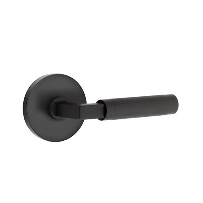 Emtek - Passage, Disc Rosette US19, L-Square Stem US19, Knurled Handle US19 RH - Flat Black