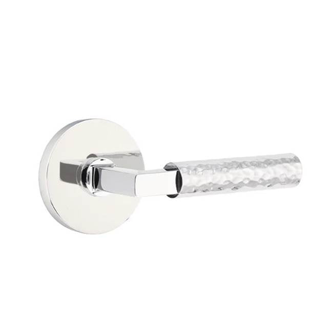 Emtek - Passage, Disc Rosette US26, L-Square Stem US26, Hammered Handle US26 LH - Polished Chrome
