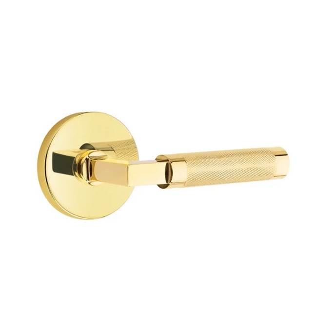 Emtek - Dummy, Disc Rosette US3NL, L-Square Stem US3NL, Knurled Handle US3NL - Unlacquered Brass